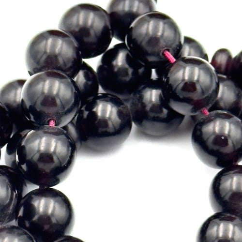 سبحة بكلايت لون اسود مع خيط احمر - طربزونة نحاس