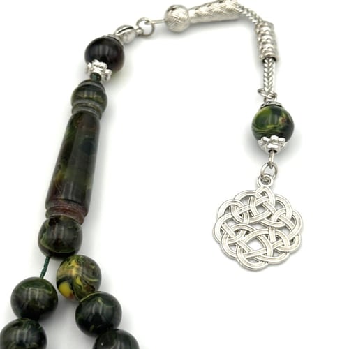 سبحة بكلايت لون اخضر مموج - طربزونة معدن