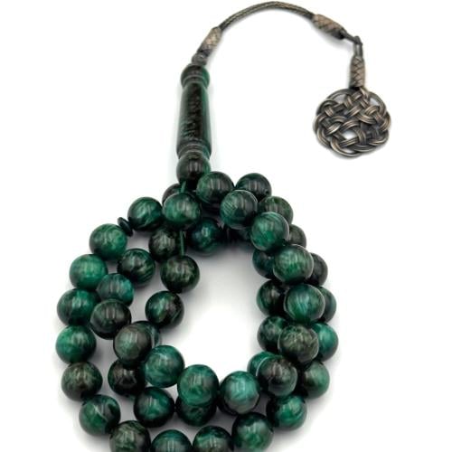 اخضر غامق مموج - طربزونة فضة