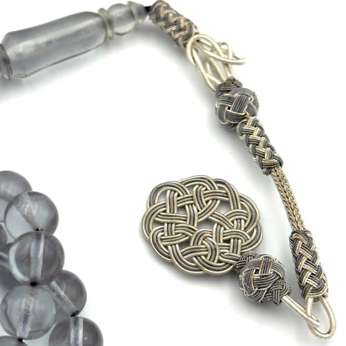 سبحة بكلايت لون زجاجي مع خيط اسود - طربزونة نحاس