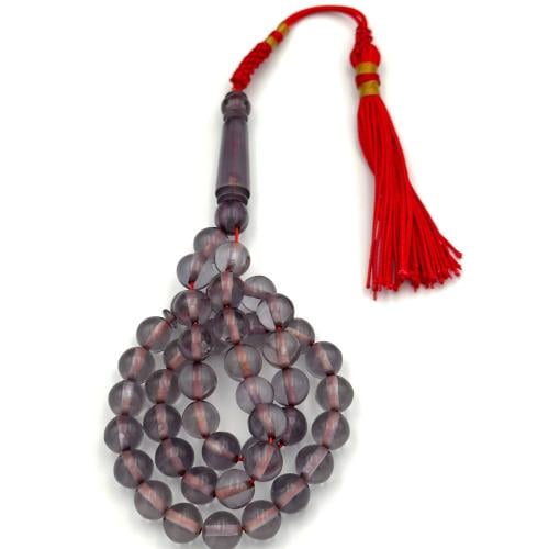 سبحة بكلايت لون رصاصي شفاف خيط احمر - كركوشة