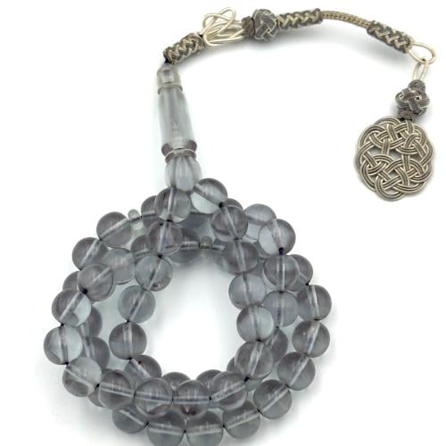 سبحة بكلايت لون زجاجي مع خيط اسود - طربزونة نحاس