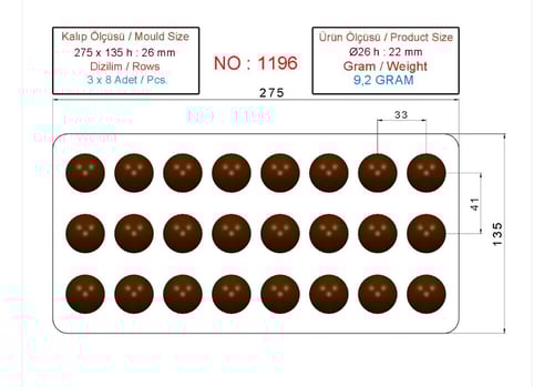 قالب بونبون تركي مقاس 1196