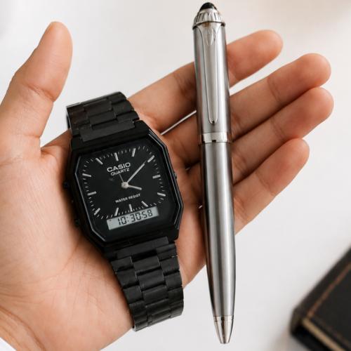 ساعة كاسيو CASIO VINTAGE مع قلم هدية