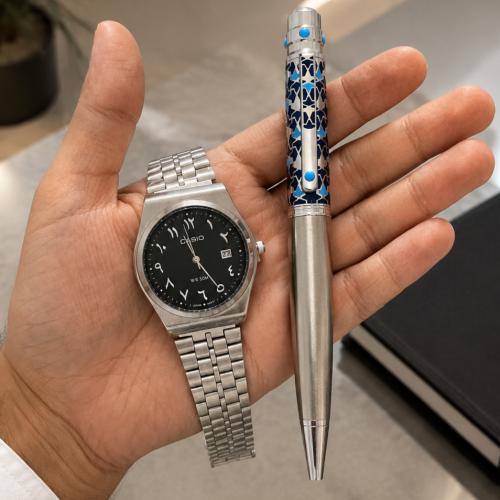ساعة كاسيو CASIO MTP مع قلم هدية