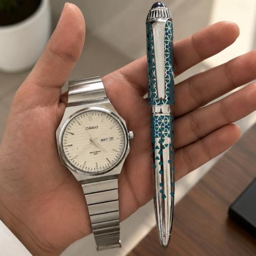 ساعة كاسيو CASIO MTP مع قلم هدية