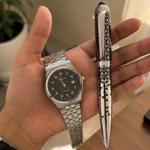 ساعة كاسيو CASIO MTP مع قلم هدية