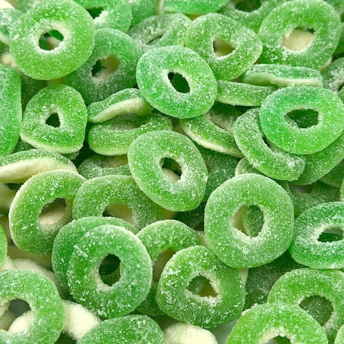 حلويات - جيلي حلقات التفاح الحامضة سكر اسباني