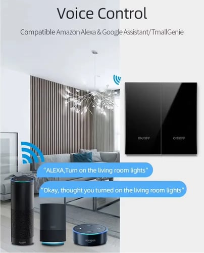 مفتاح انارة ذكي أزرار ( رباعي ) لوحة من الزجاج + P...