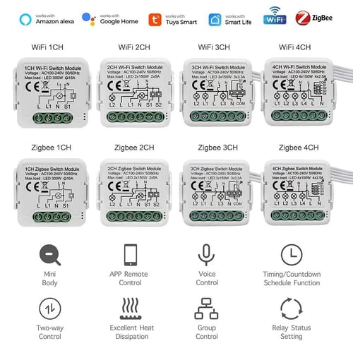 وحدة مفاتيح ذكية ( ثنائي ) زيجبي - مع سلك محايد