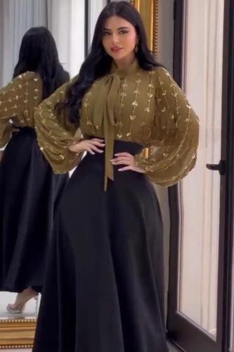 فستان اسود زيتي