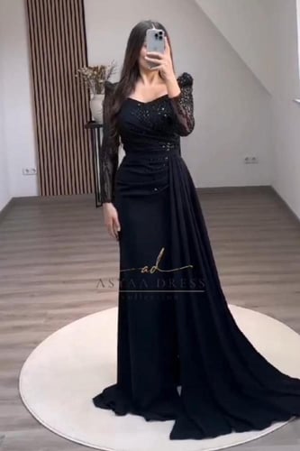 فستان زيتي اسود