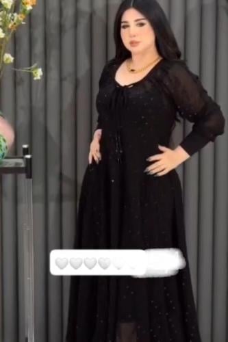 جلابية اسود قطعتين مطرزة 2