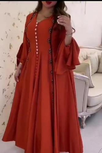 فستان برتقالي مطرز