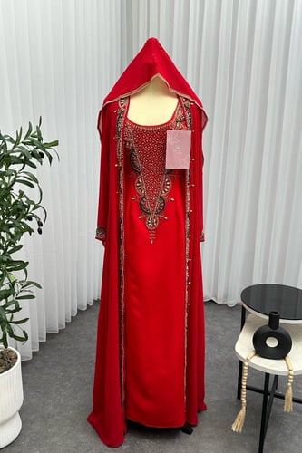 جلابية احمر 3 قطع