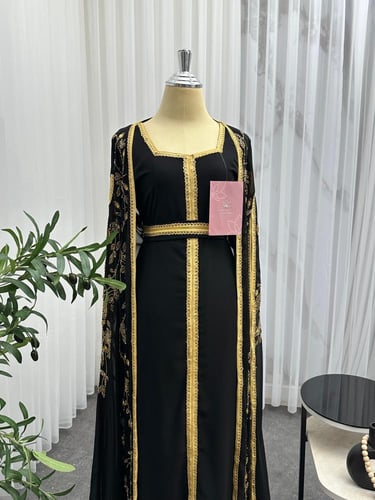 جلابية سوسن اسود قطعتين مطرزة