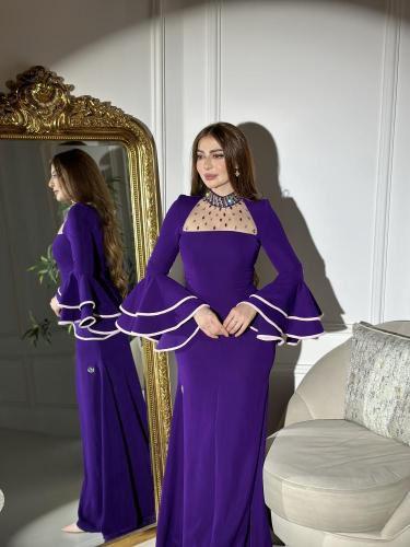 فستان موف ب اكمام مميزة