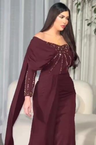 فستان بورغندي جديد