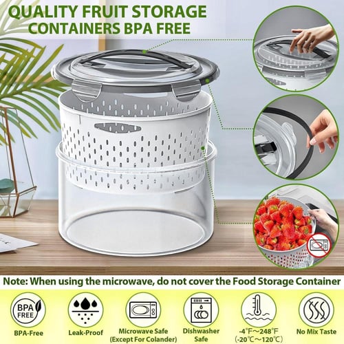 طقم علب بلاستيك 5 قطع مع مصفى دائرية