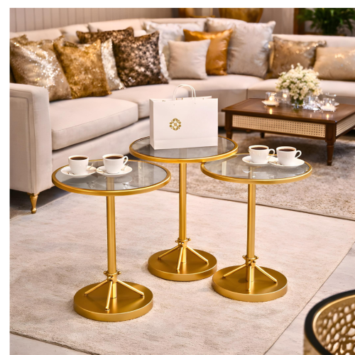 ️ طقم طاولات خدمة جانبية فاخر – 3 قطع
