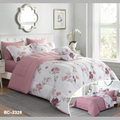 مفرش سرير نفر ونص دانتيل ابيض وردي غامق