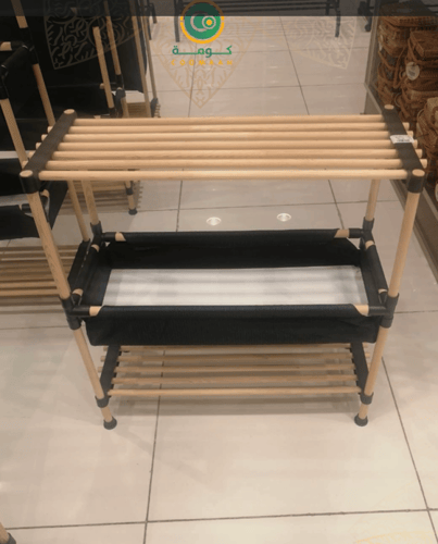 رف خيزران خشب 3 دور مع سلة