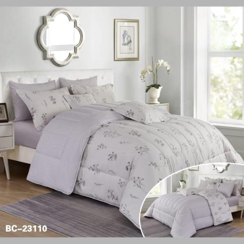 مفرش سرير نفر ونص دانتيل ابيض بنفسجي فاتح