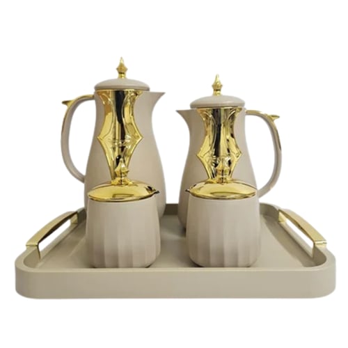 طقم ضيافة 5 قطع ترمسين وسكربة وتمرية وصحن تقديم