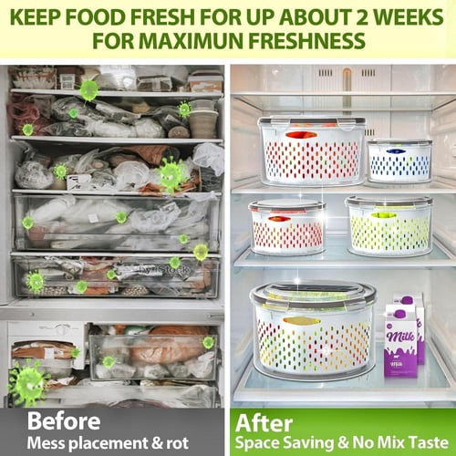 طقم علب بلاستيك 5 قطع مع مصفى دائرية