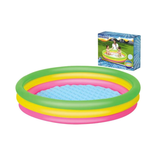 مسبح نفخ 3 طبقات ملون بقاعدة نفخ
