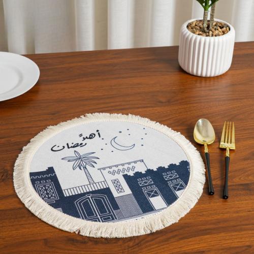 مفرش تقديم سفرة دائري بطابع رمضاني فريد (بعبارة أه...