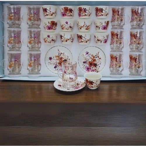 طقم ضيافة كاسات وبيالات 36 قطعة