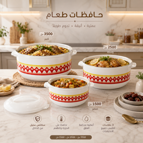 طقم حافظات طعام حرارية ببطانة داخلية من الستانلس س...