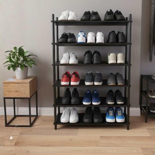 رف احذية خشب 6 ادوار اسود 85*23*63