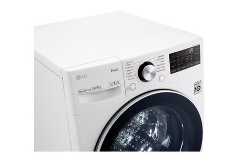 إل جي - غسالة تحميل أمامي، سعة غسيل 15 كجم، تجفيف...