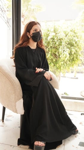 كريب ملكي مع نص كم جاكار اسود