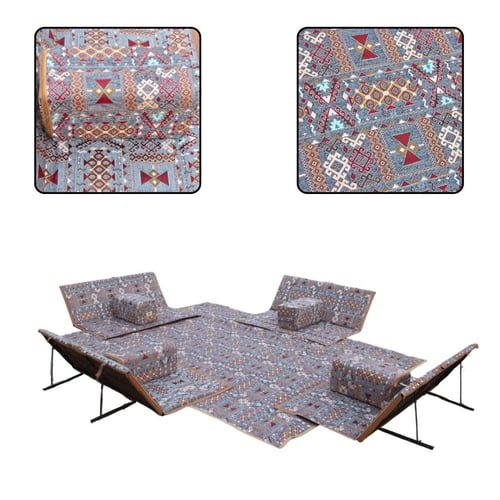 طقم فرشة تخييم شامل للرحلات والنزهات مع مقاعد وأرب...