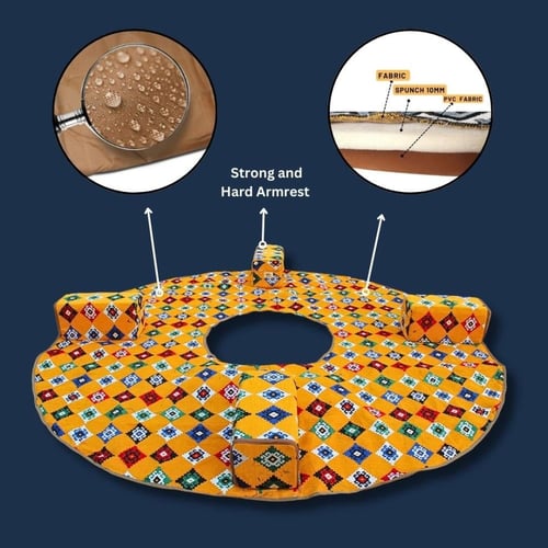 سجادة تخييم دائرية 3×3 متر مع فتحة مركزية وأربع مس...