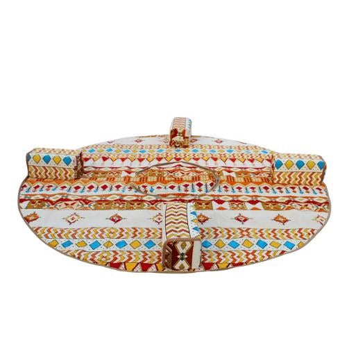 سجادة تخييم دائرية 3×3 متر مع 4 مساند وفتحة وسطية...