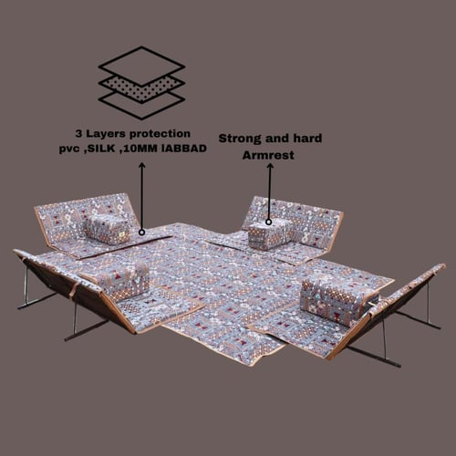 طقم فرشة تخييم شامل للرحلات والنزهات مع مقاعد وأرب...