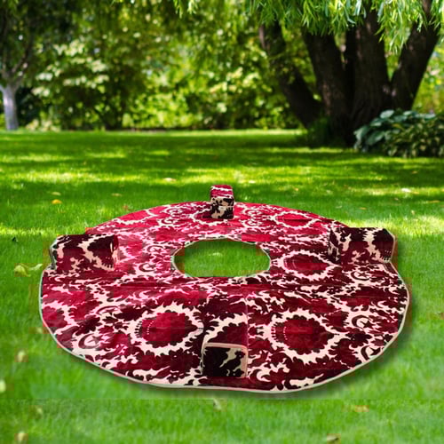 سجادة تخييم دائرية 3×3 متر مع فتحة مركزية وأربع مس...