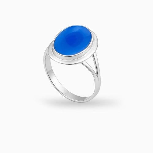 خاتم نسائي فضة 925 بفص أزرق – خاتم رويال أزرق