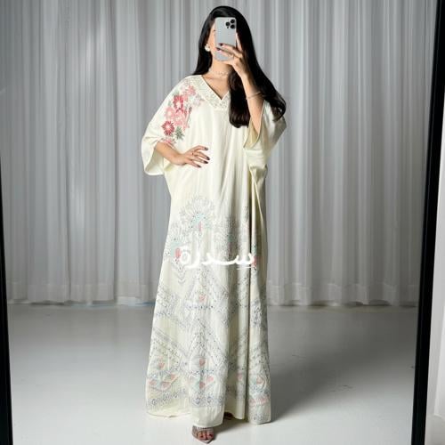 جلابية لينن خفيف مطرزه