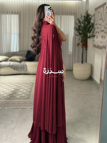 فستان سهرة وشاح بتطريز مميز