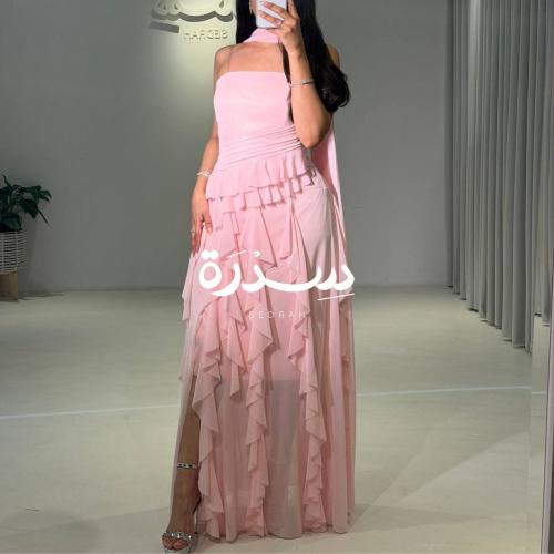 فستان سهرة كشكشة ناعم