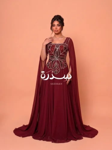 فستان سهرة شك علوي بأكمام