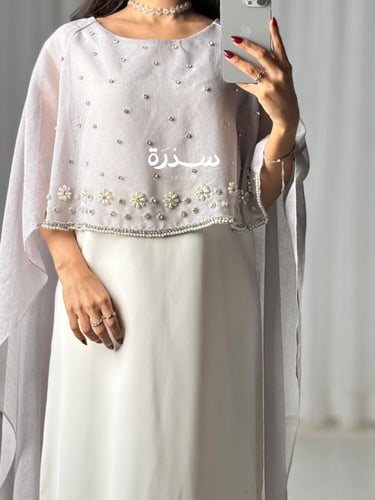 جلابية لينن مطرزه قطعتين