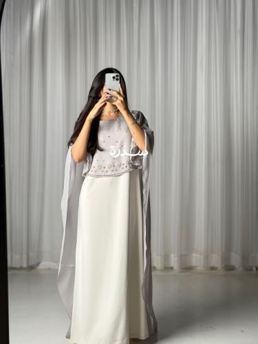 جلابية لينن مطرزه قطعتين