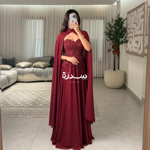 فستان سهرة وشاح بتطريز مميز