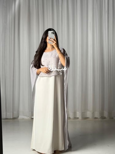 جلابية لينن مطرزه قطعتين